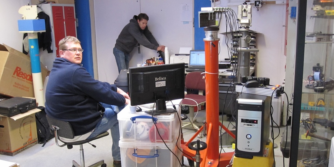 Engineers testing sensors in a real R&D environment